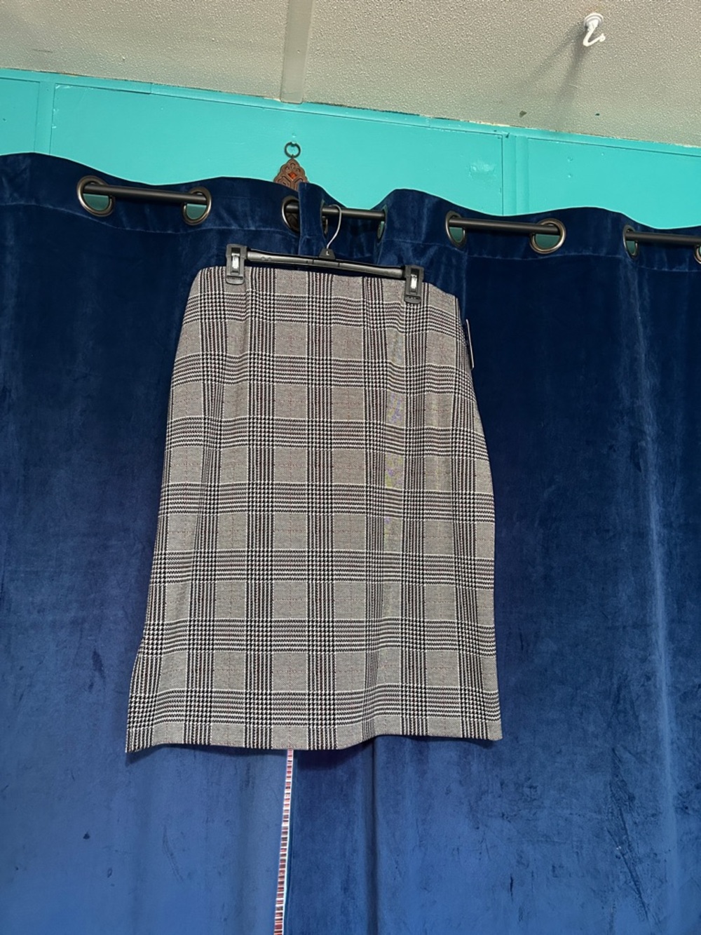 Plaid Pencil Skirt - Black & White - Brand Unspecified